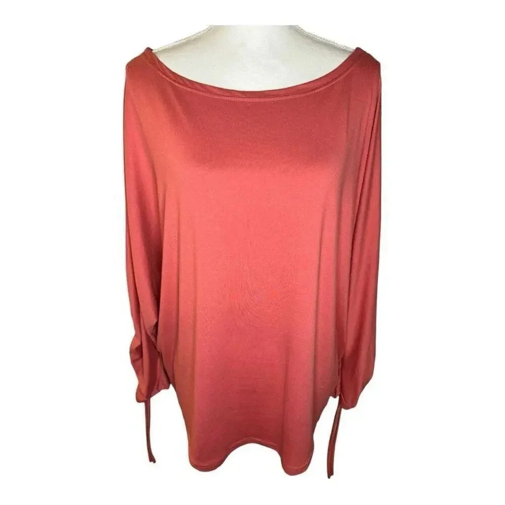 NEW Ninexis Women’s Large Burnt Orange Balloon Sleeve Blouse NWT